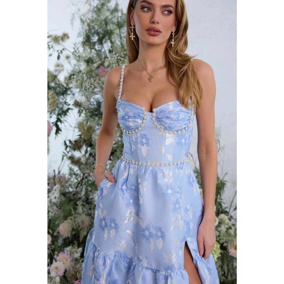 Anthropologie V. Chapman Lucetta Corset Tiered Maxi Dress Sz 8 - Picture 1 of 16